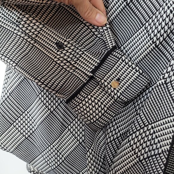 Lauren Ralph Lauren Womens Black & White Houndstooth Wrap Blouse Long Sleeve Siz - Picture 5 of 12